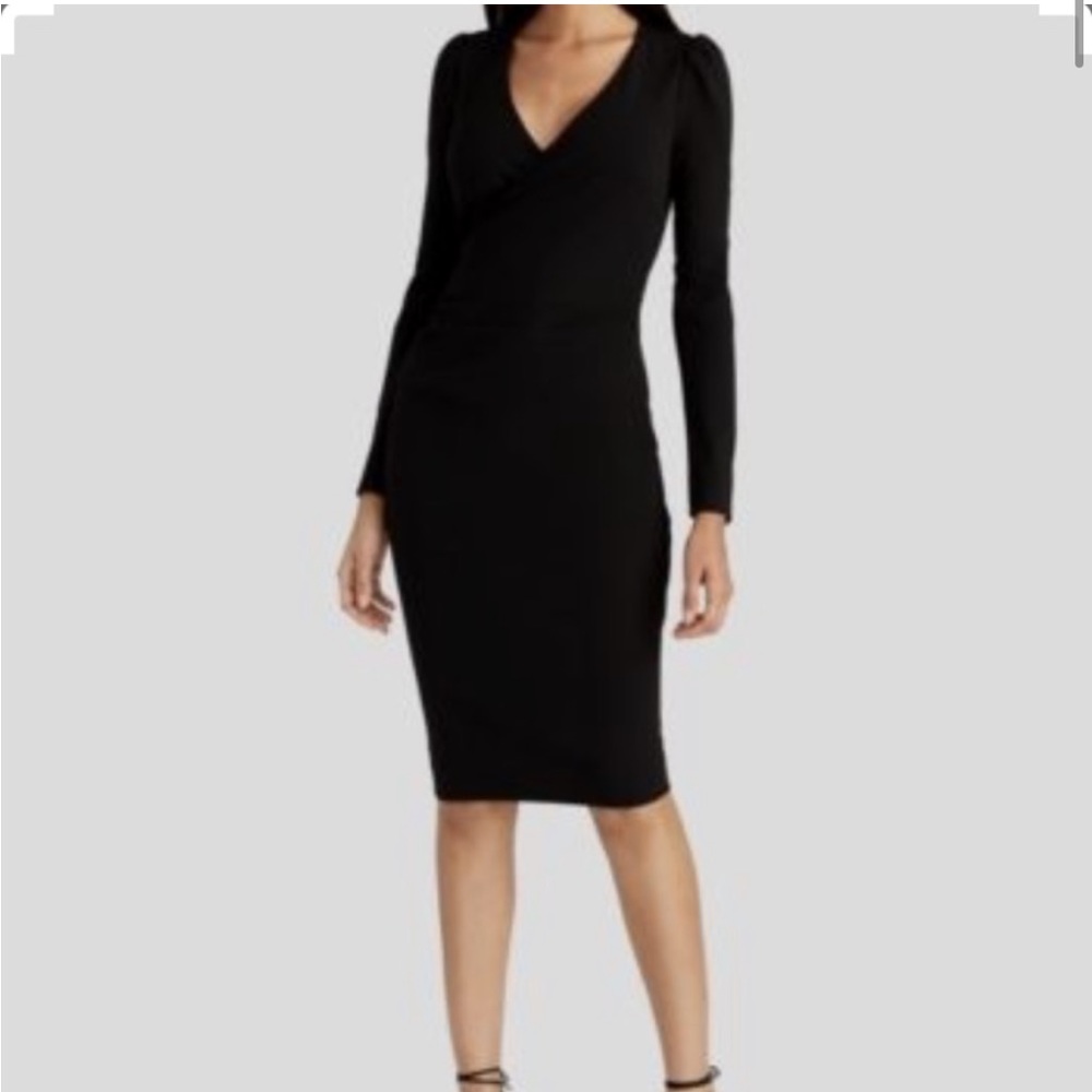Rachel Roy Long Sleeve V Neck Thick Knit Black Dress Size 16